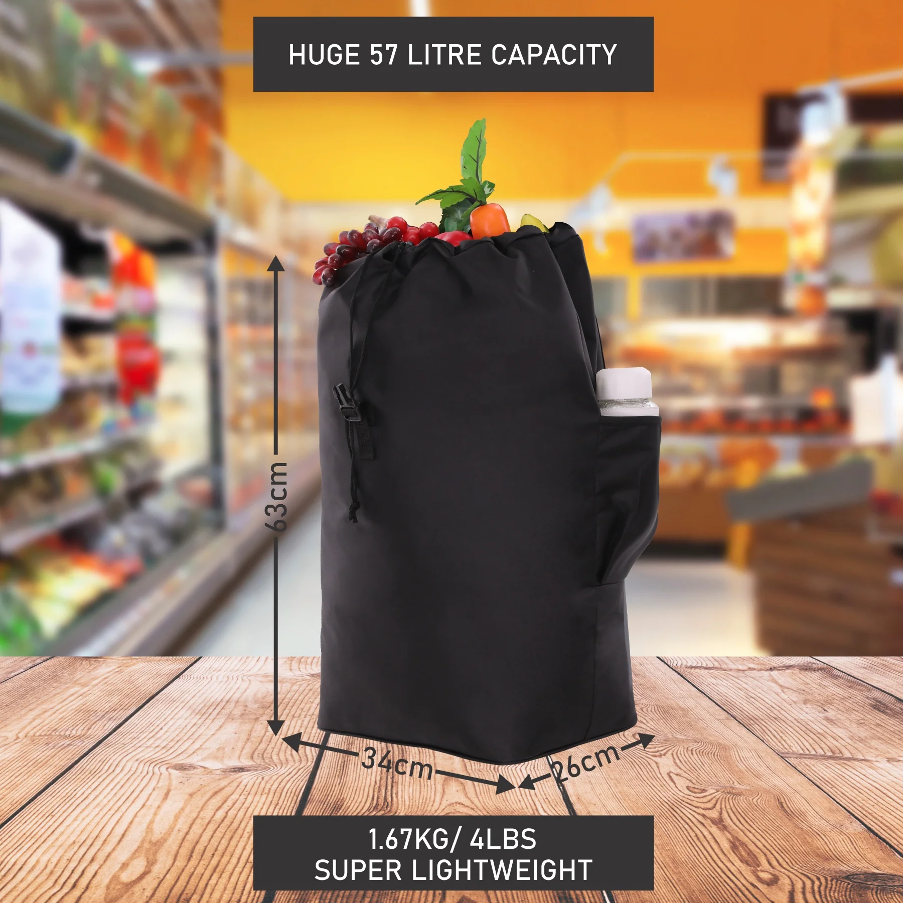 Hoppa 57Ltr Lightweight Shopping Trolley 2025 model, Hard Wearing & Foldaway Push/Pull Cart for Easy Storage With 1 Year Guarantee - Image 6