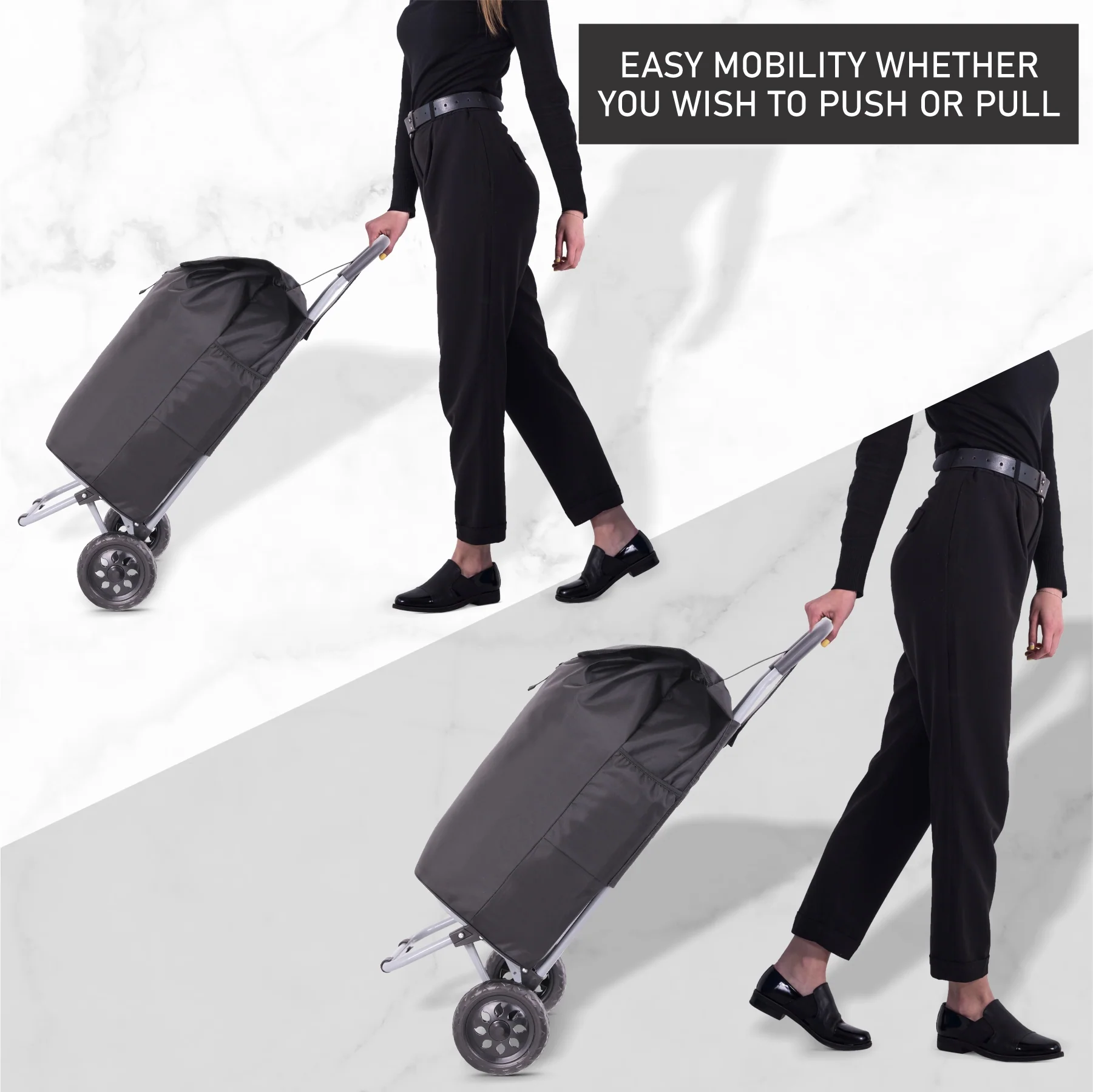 Hoppa 57Ltr Lightweight Shopping Trolley 2025 model, Hard Wearing & Foldaway Push/Pull Cart for Easy Storage With 1 Year Guarantee - Image 7