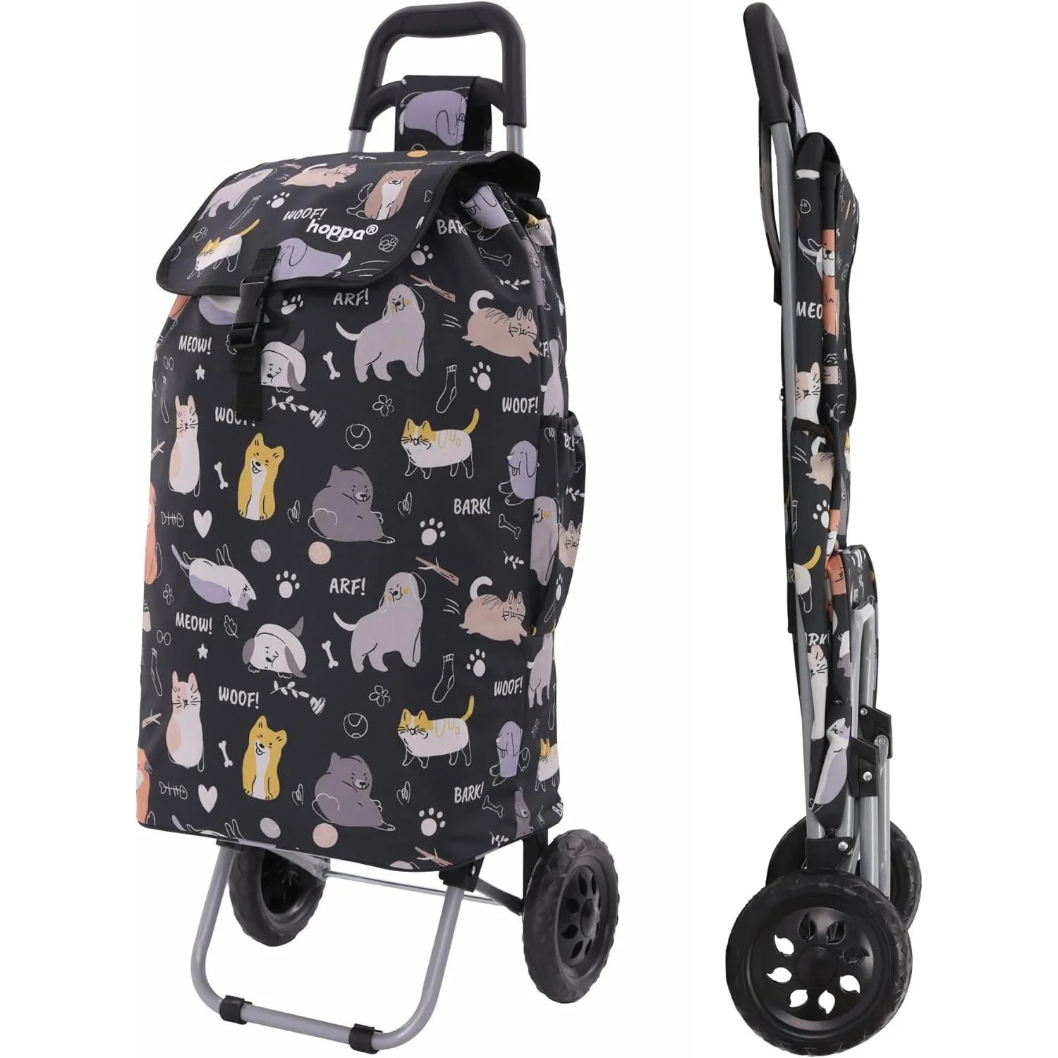 Hoppa 57Ltr Lightweight Shopping Trolley 2025 model, Hard Wearing & Foldaway Push/Pull Cart for Easy Storage With 1 Year Guarantee - Image 8