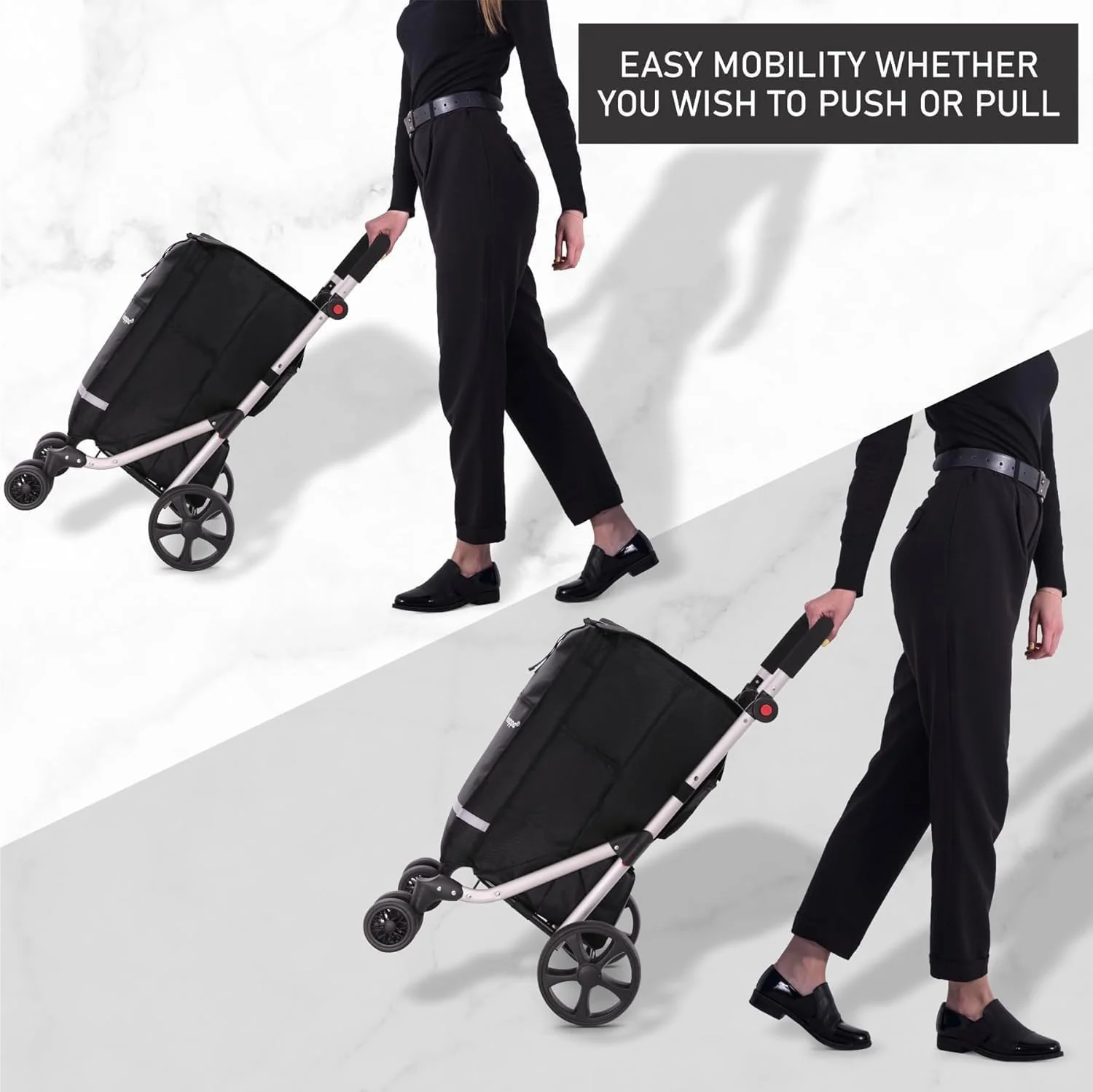 Hoppa 74L 6- Wheels Lightweight Foldable Shopping Trolley, Hard-Wearing Trolley Cart , Storage Trolly on Wheels, Sturdy 6 Wheels Collapsable Grocery Trolley Cart on Wheels (Black) - Image 6