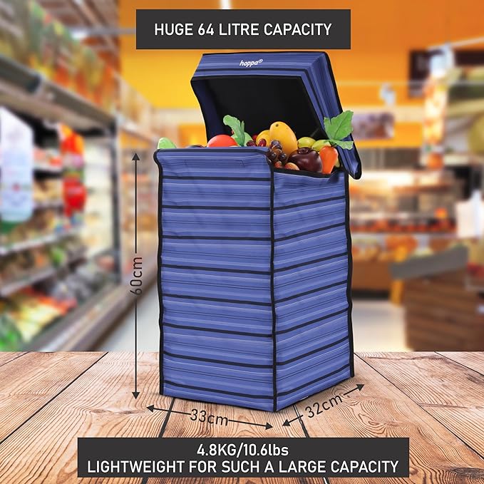 Hoppa Lightweight 4-Wheel Premium 2025 Model Folding Shopping Trolley Extra Large 75.6L Capacity Shopping Trolley Bag, 95cm, 4.8kg, Push/Pull - Image 11