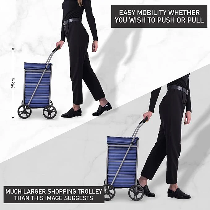 Hoppa Lightweight 4-Wheel Premium 2025 Model Folding Shopping Trolley Extra Large 75.6L Capacity Shopping Trolley Bag, 95cm, 4.8kg, Push/Pull - Image 12