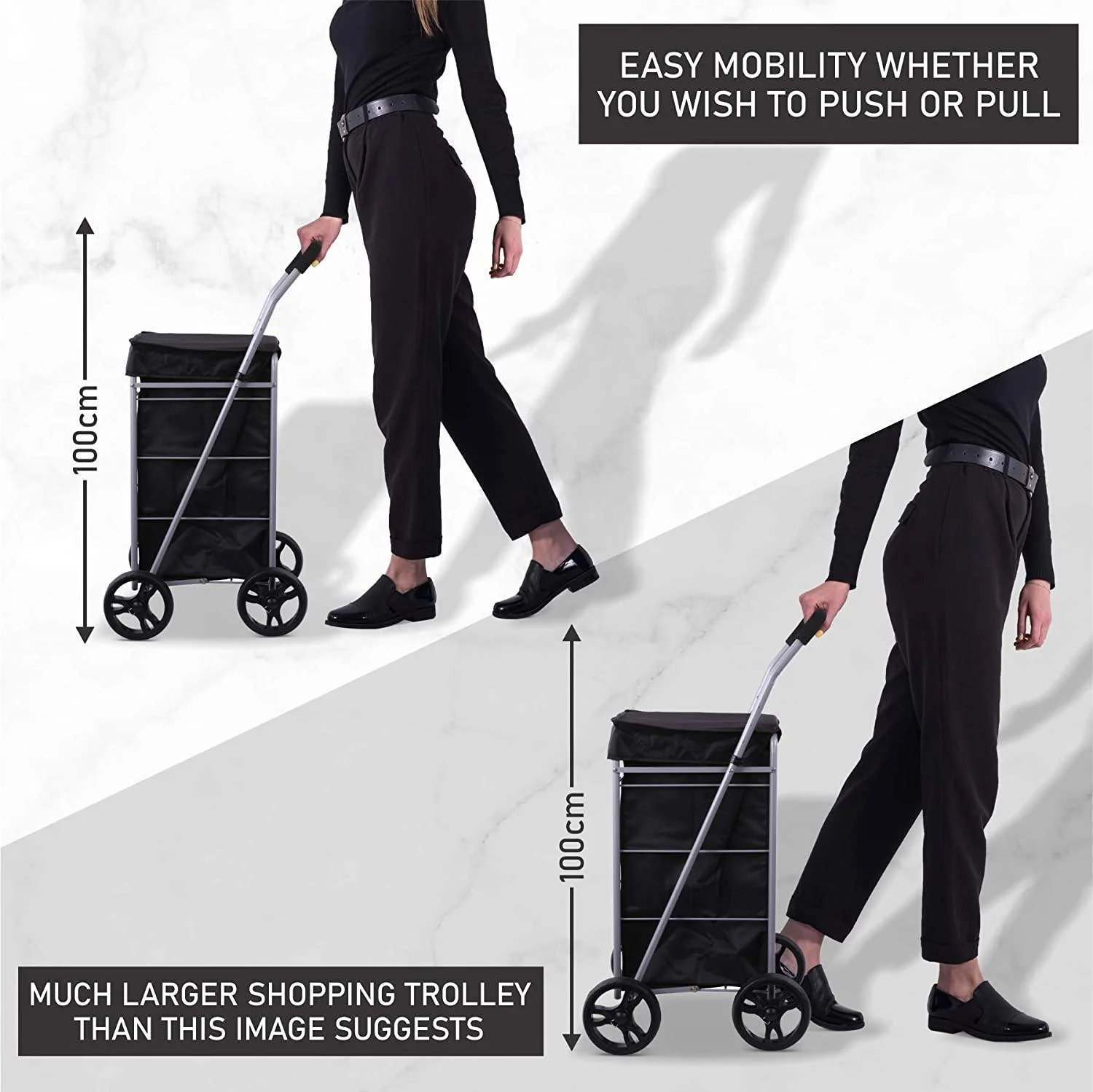 Hoppa Lightweight 4-Wheel Premium 2025 Model Folding Shopping Trolley Extra Large 75.6L Capacity Shopping Trolley Bag, 95cm, 4.8kg, Push/Pull - Image 5