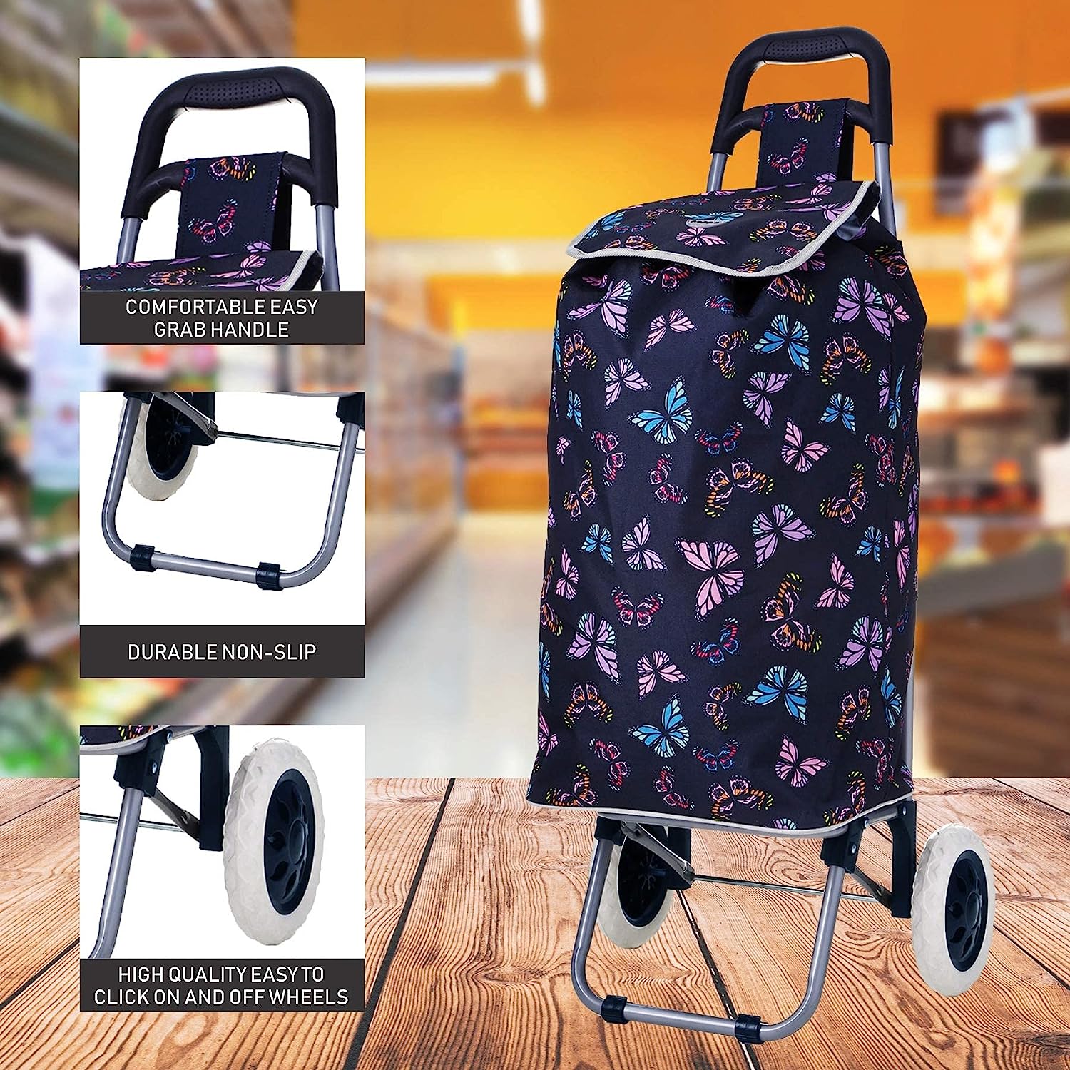 Hoppa Mini 47L (60x33x24cm) Lightweight Wheeled Shopping Trolley - Image 3