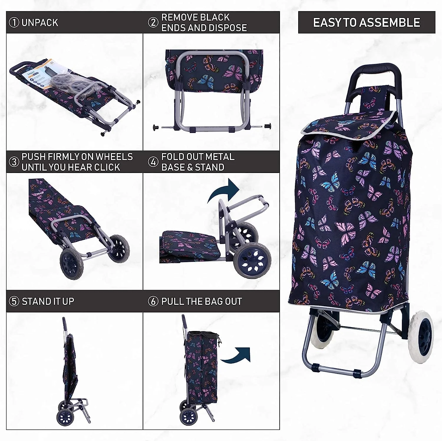 Hoppa Mini 47L (60x33x24cm) Lightweight Wheeled Shopping Trolley - Image 5