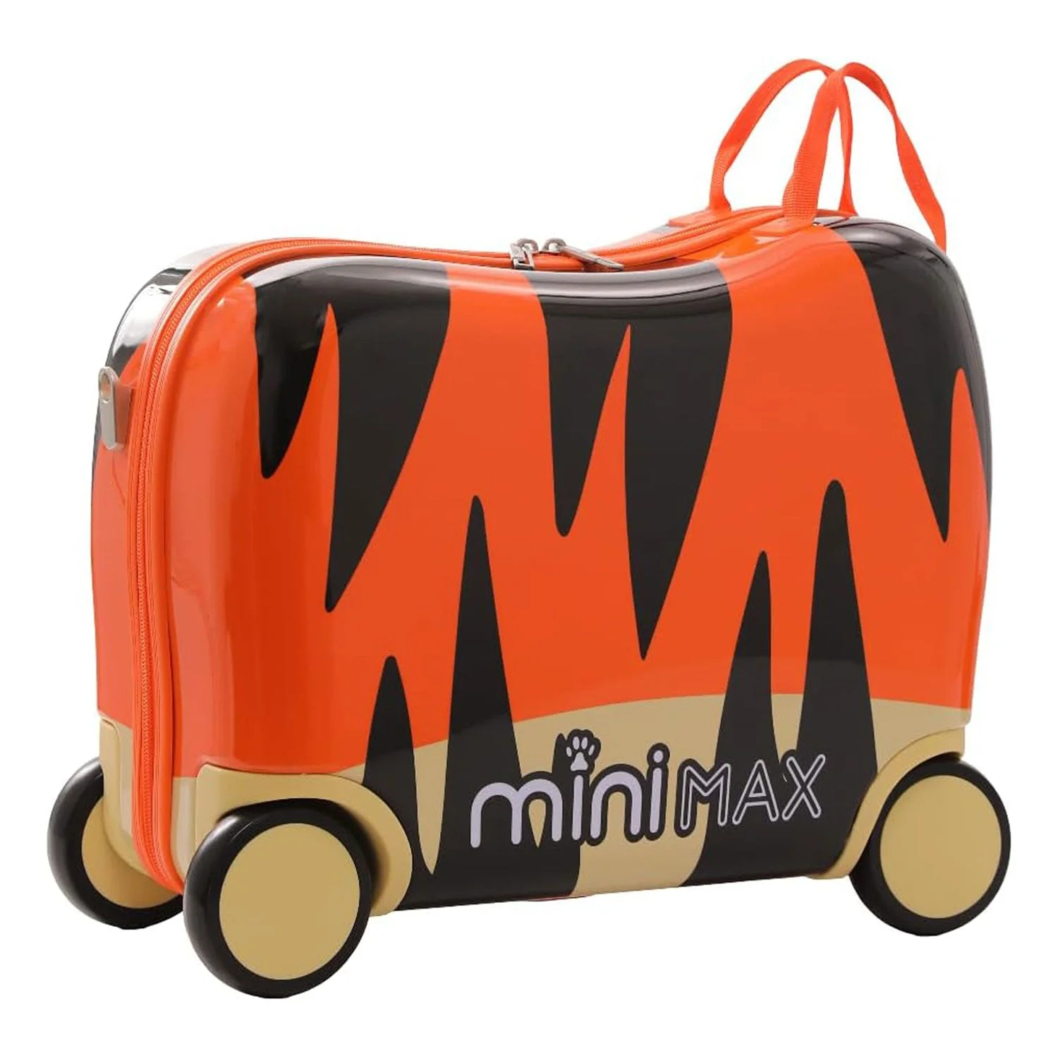 MiniMax 45x36x20cm 29L Kids Ride-On Suitcase 4PCS Set Inc Drawstring Bag, Neck Pillow & 50+ Personalisation Stickers, Easyjet Max Size Childrens Rolling Hand Cabin Luggage 45x36x20 (Tiger) - Image 6