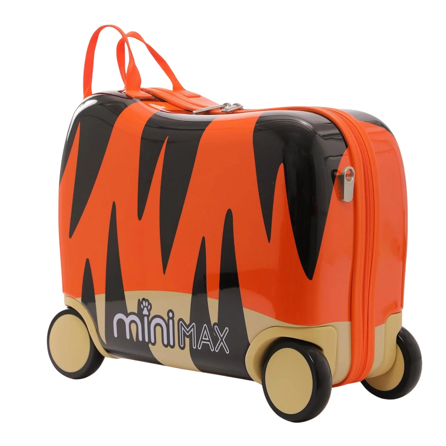 MiniMax 45x36x20cm 29L Kids Ride-On Suitcase 4PCS Set Inc Drawstring Bag, Neck Pillow & 50+ Personalisation Stickers, Easyjet Max Size Childrens Rolling Hand Cabin Luggage 45x36x20 (Tiger) - Image 8