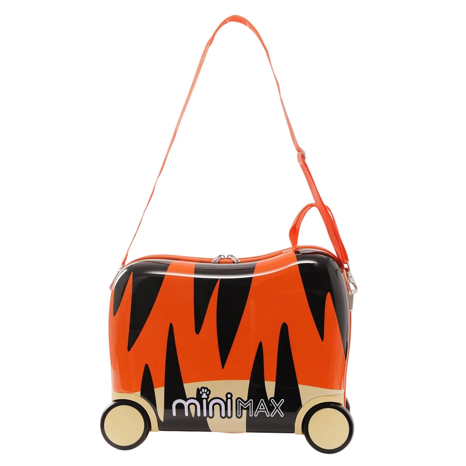 MiniMax 45x36x20cm 29L Kids Ride-On Suitcase 4PCS Set Inc Drawstring Bag, Neck Pillow & 50+ Personalisation Stickers, Easyjet Max Size Childrens Rolling Hand Cabin Luggage 45x36x20 (Tiger) - Image 9