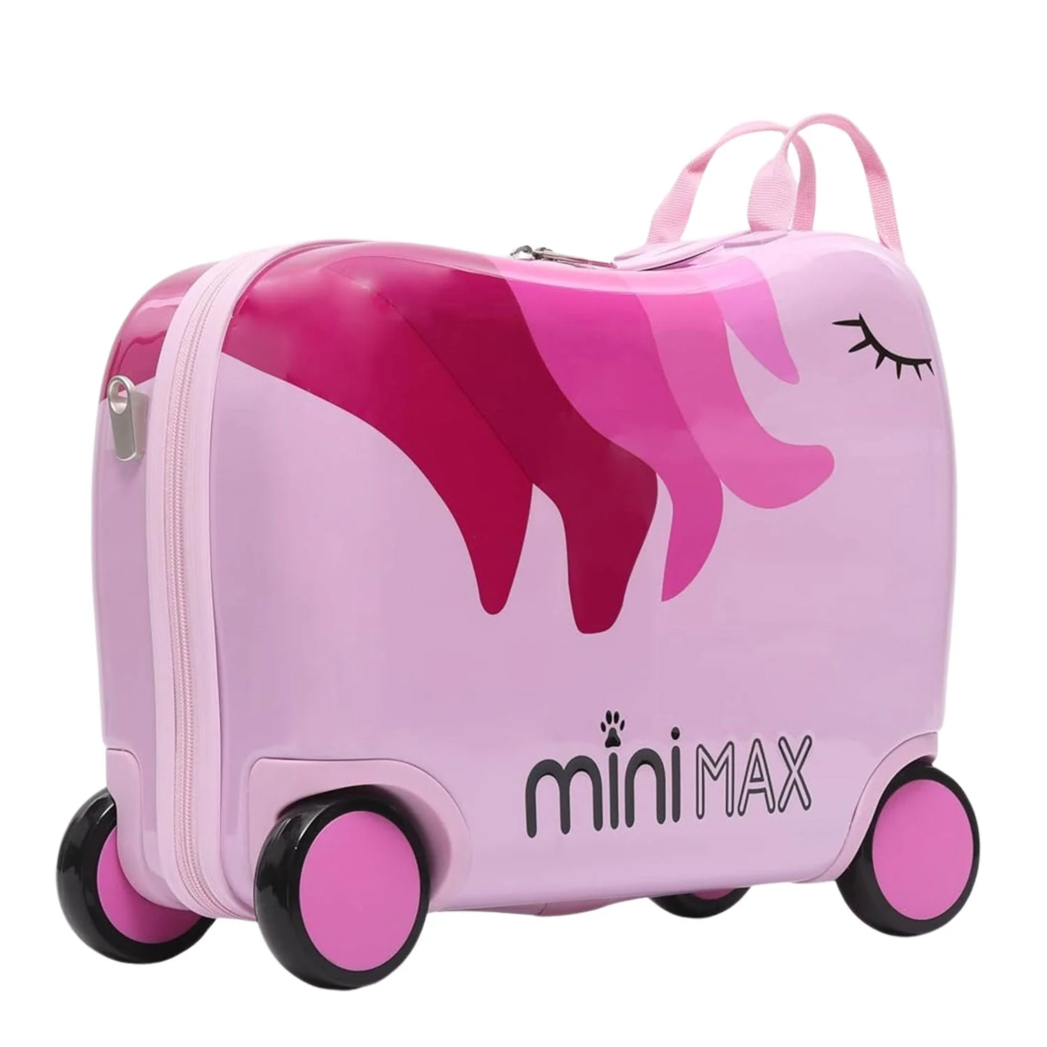 MiniMax 45x36x20cm 29L Kids Ride-On Suitcase 4PCS Set Inc Drawstring Bag, Neck Pillow & 50+ Personalisation Stickers, Easyjet Max Size Childrens Rolling Hand Cabin Luggage 45x36x20 (Unicorn) - Image 10