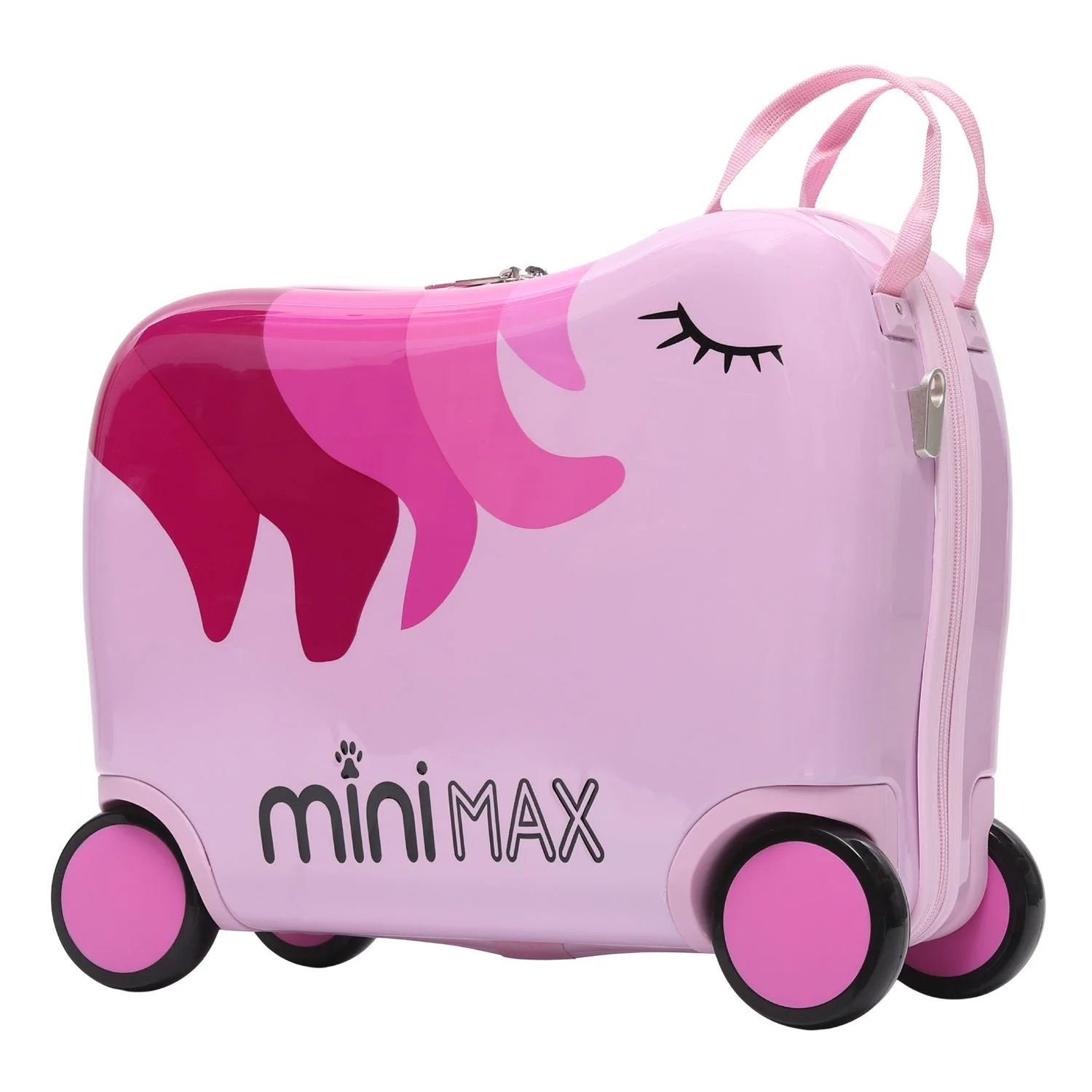 MiniMax 45x36x20cm 29L Kids Ride-On Suitcase 4PCS Set Inc Drawstring Bag, Neck Pillow & 50+ Personalisation Stickers, Easyjet Max Size Childrens Rolling Hand Cabin Luggage 45x36x20 (Unicorn) - Image 6
