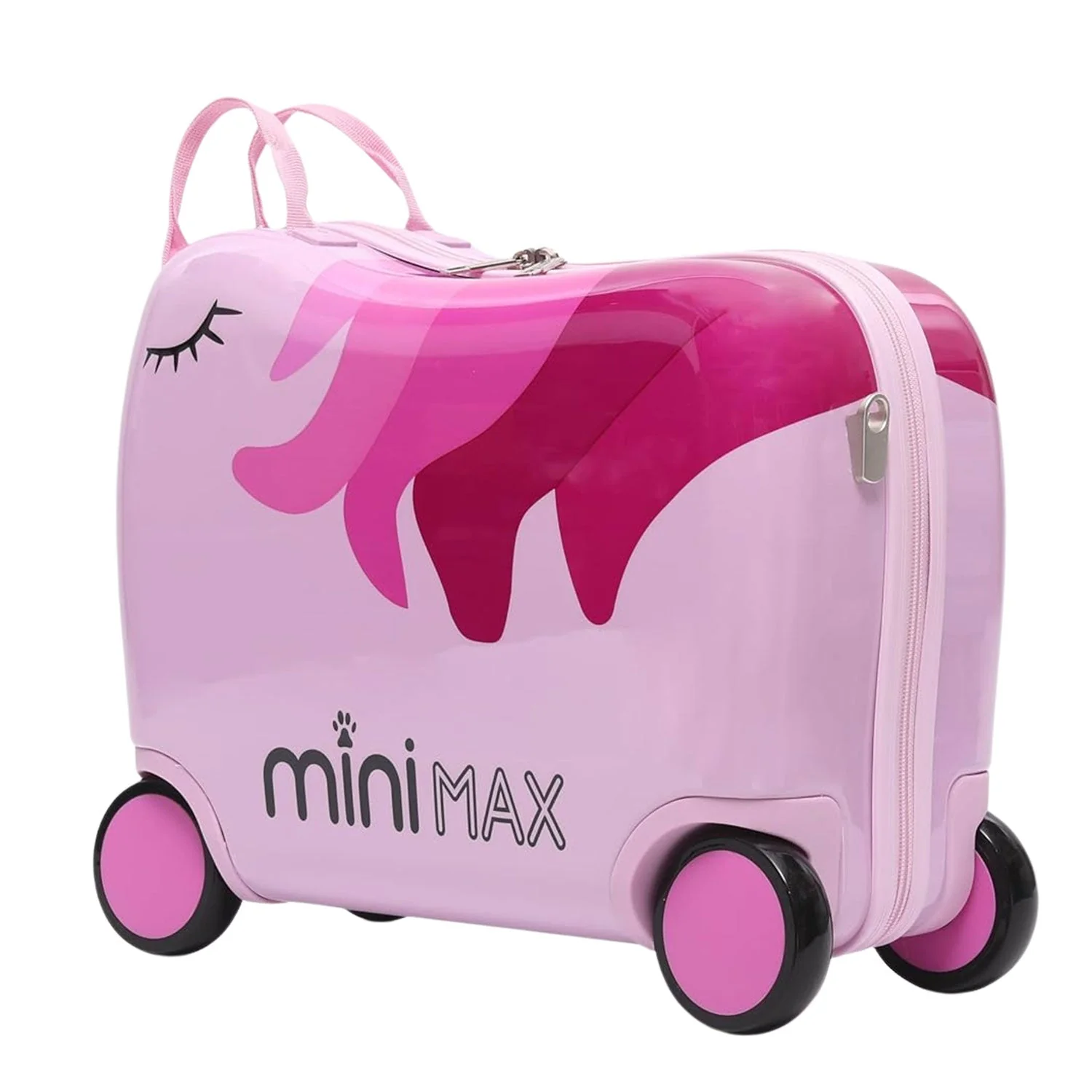 MiniMax 45x36x20cm 29L Kids Ride-On Suitcase 4PCS Set Inc Drawstring Bag, Neck Pillow & 50+ Personalisation Stickers, Easyjet Max Size Childrens Rolling Hand Cabin Luggage 45x36x20 (Unicorn) - Image 8