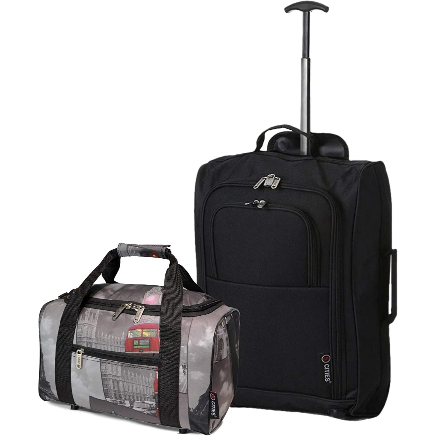 5 Cities Ryanair Luggage Bundle (55x35x20cm) Lightweight Cabin 2 Wheel Trolley and (40x20x25cm) Holdall Flight Bag, 2 Years Warranty - Image 21