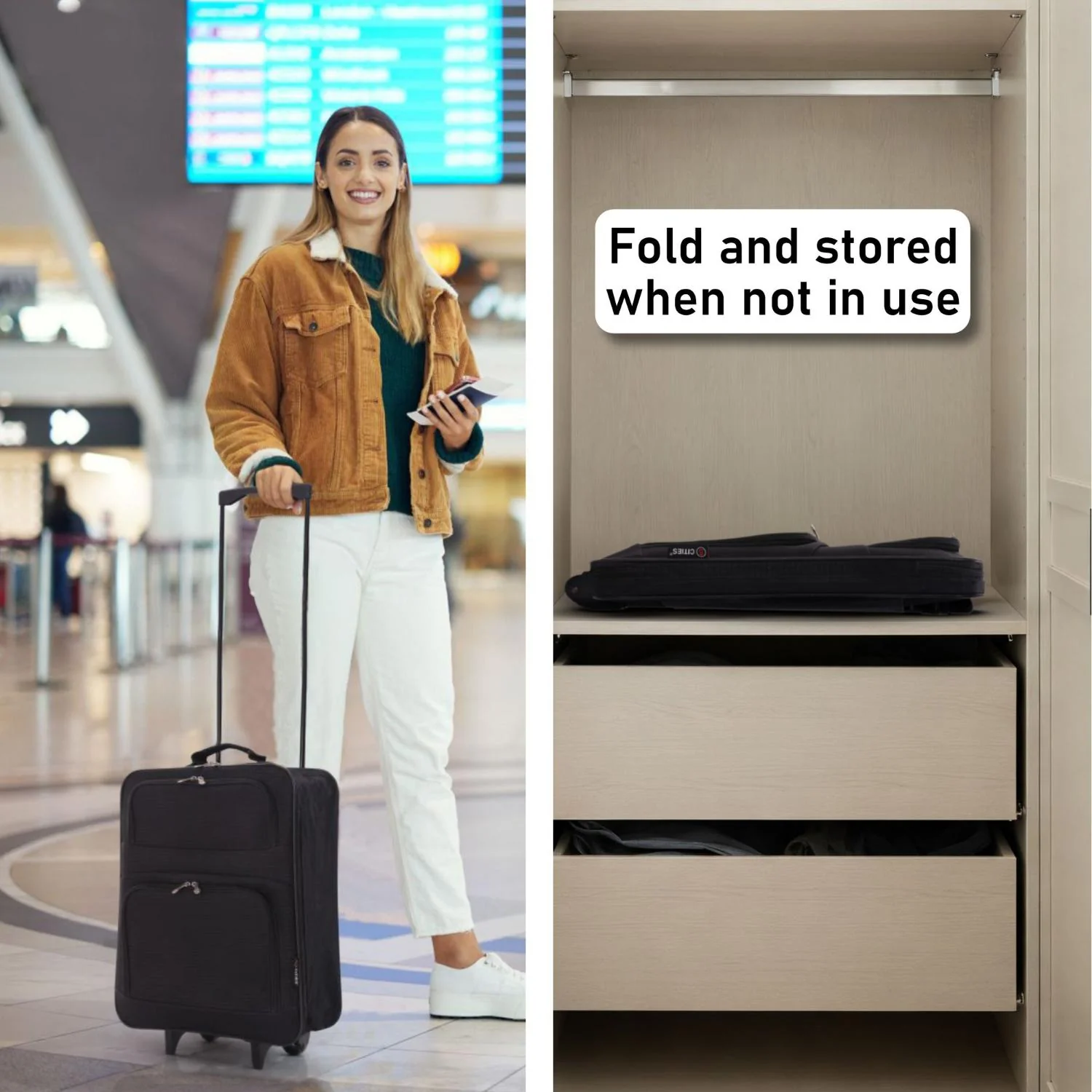 5 Cities Ryanair Priority Max (55x40x20cm) Lightweight Folding Cabin Hand Luggage Trolley, 2 Years Warranty, Black - Image 6
